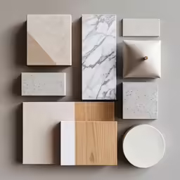 various tiles with different colors and shapes on them
