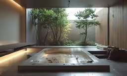 the inside of a home showing an outdoor jacuzzi