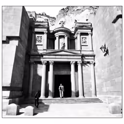 people standing outside of a cathedral near steps