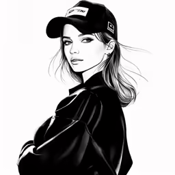 a drawing of a girl with a hat on her head