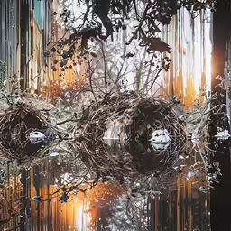 a water way with a bird nest on it
