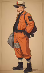 a drawing of a soldier in orange clothes