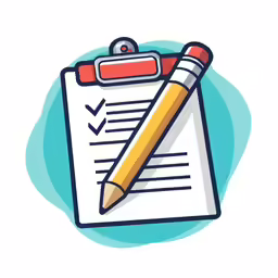 a clipboard with a pen next to it