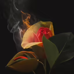 smoke coming out of the top of a rose