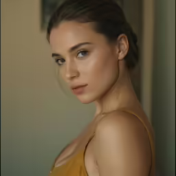 an image of a woman with eyes closed posing
