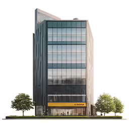 a computer generated rendering of a large building