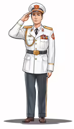 a man in a uniform saluting while he salutes