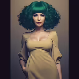 a 3d image of a woman with green hair