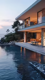 a large outdoor living space with a large pool