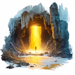 a woman walking in a very narrow, icy cave