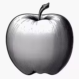 a large, detailed, apple drawing on an isolated background,a drawing of an apple is shown