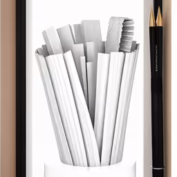 a pen with some sticks sticking out of it