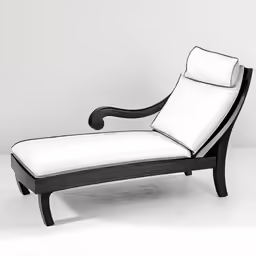 an outdoor lounge chair with white cushion