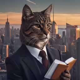 the business man is holding an open book in his hands