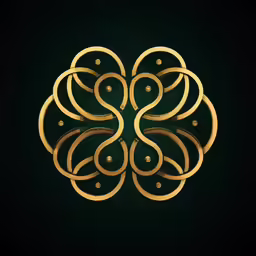 a gold abstract design on a black background