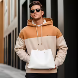 a man wearing a hoodie and black pants