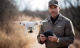 a man holding a camera while standing next to a white airplane