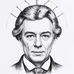 a drawing of the face of a man wearing a suit