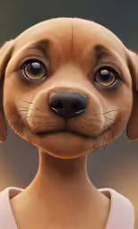 the head and shoulder of an alien looking dog