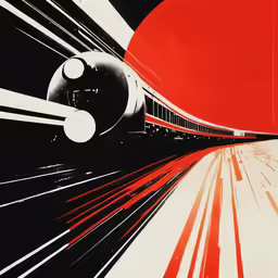 there is a picture of a red train on the tracks