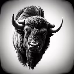 a bull with long horns and very large, hairy hair