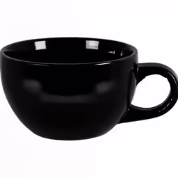 black bowl with two different sides on a white background
