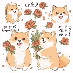 dog stickers that are illustrated in different languages