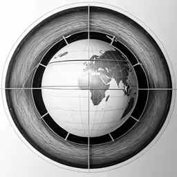 a black and white image of the earth and lines on it