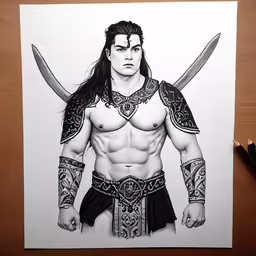 a sketch of an evil warrior