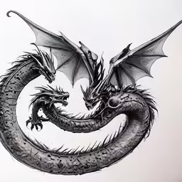 the black dragon is flying in the sky