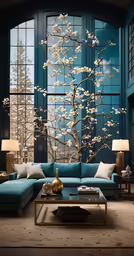 modern living room furniture with large art work on the wall