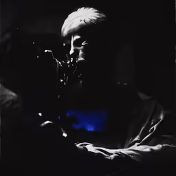 the man is holding a camera in his hand