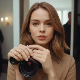 a woman taking a picture with her camera