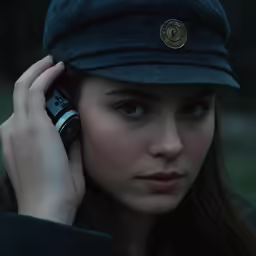 a girl is holding her cell phone to her ear