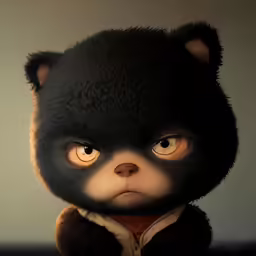 a stuffed animal bear is wearing an orange sweater