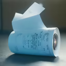 two rolled up papers are on a table