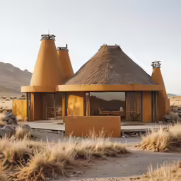a couple of buildings that are outside in the desert