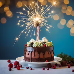 a cake covered in chocolate with a lit candle