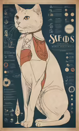 a cat is sitting on top of the poster