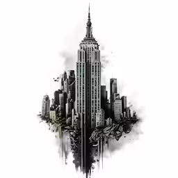 a city with lots of tall buildings surrounded by smoke