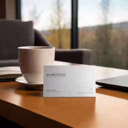 a paper and a cup sitting on a table