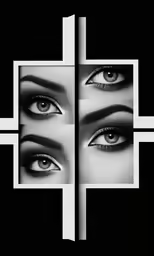 three frames that have eyes in different shapes