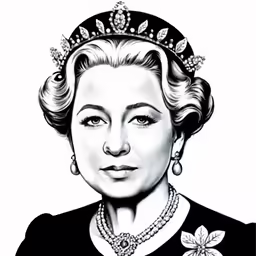 a drawing of queen elizabeth, wearing a tiara