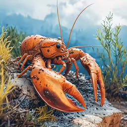 a close up view of a large lobster