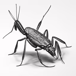a bug insect is standing upright on the ground