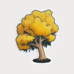 the yellow tree sticker is sitting on top of a piece of paper