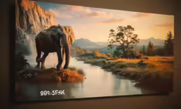 a painting is hanging on the wall in a bathroom
