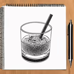 pencil sketch of a drink on a table