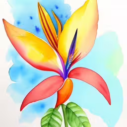 this is a picture of a colorful flower,watercolor painting of a flower on white paper