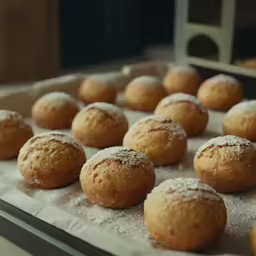 the muffins are being arranged in small rows